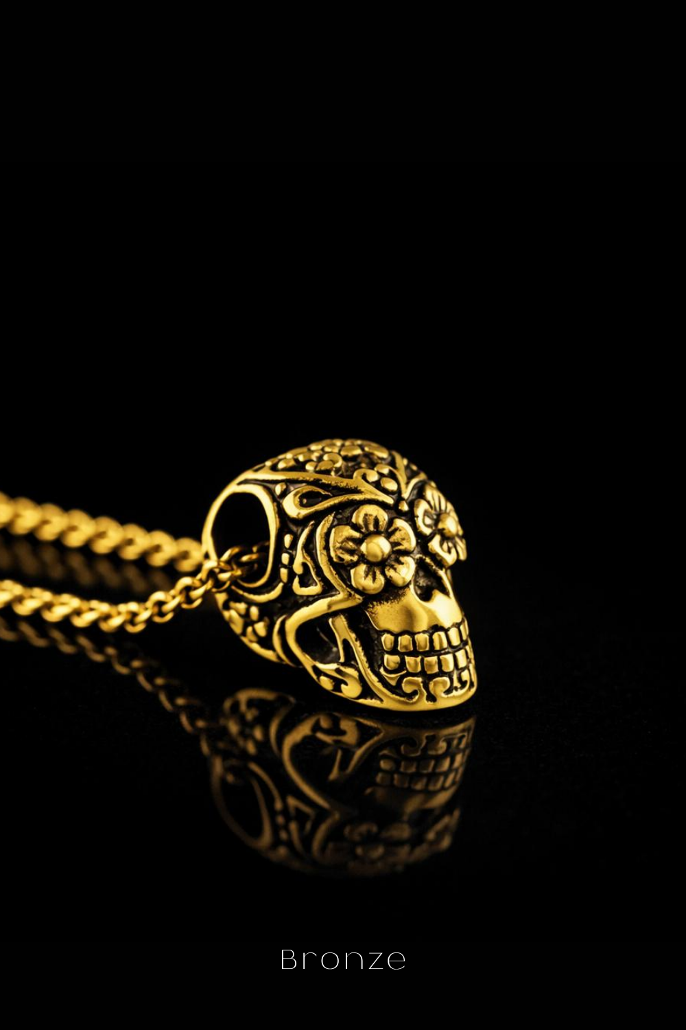 Mini Day of the Dead Skull Necklace – Symbolic Bronze & Silver-Plated Finish | Limited Edition