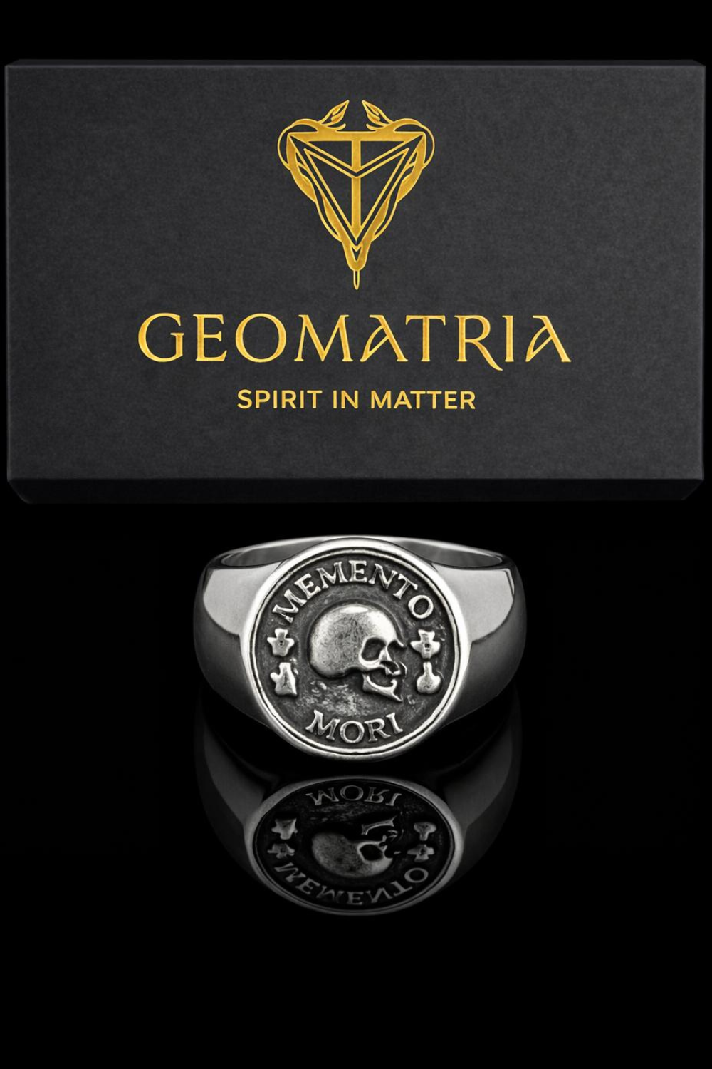 Anillo Memento Mori | Joyería Artesanal | Exterior en Plata Esterlina 925 e Interior en Oro de 24K, Bronce o Cobre