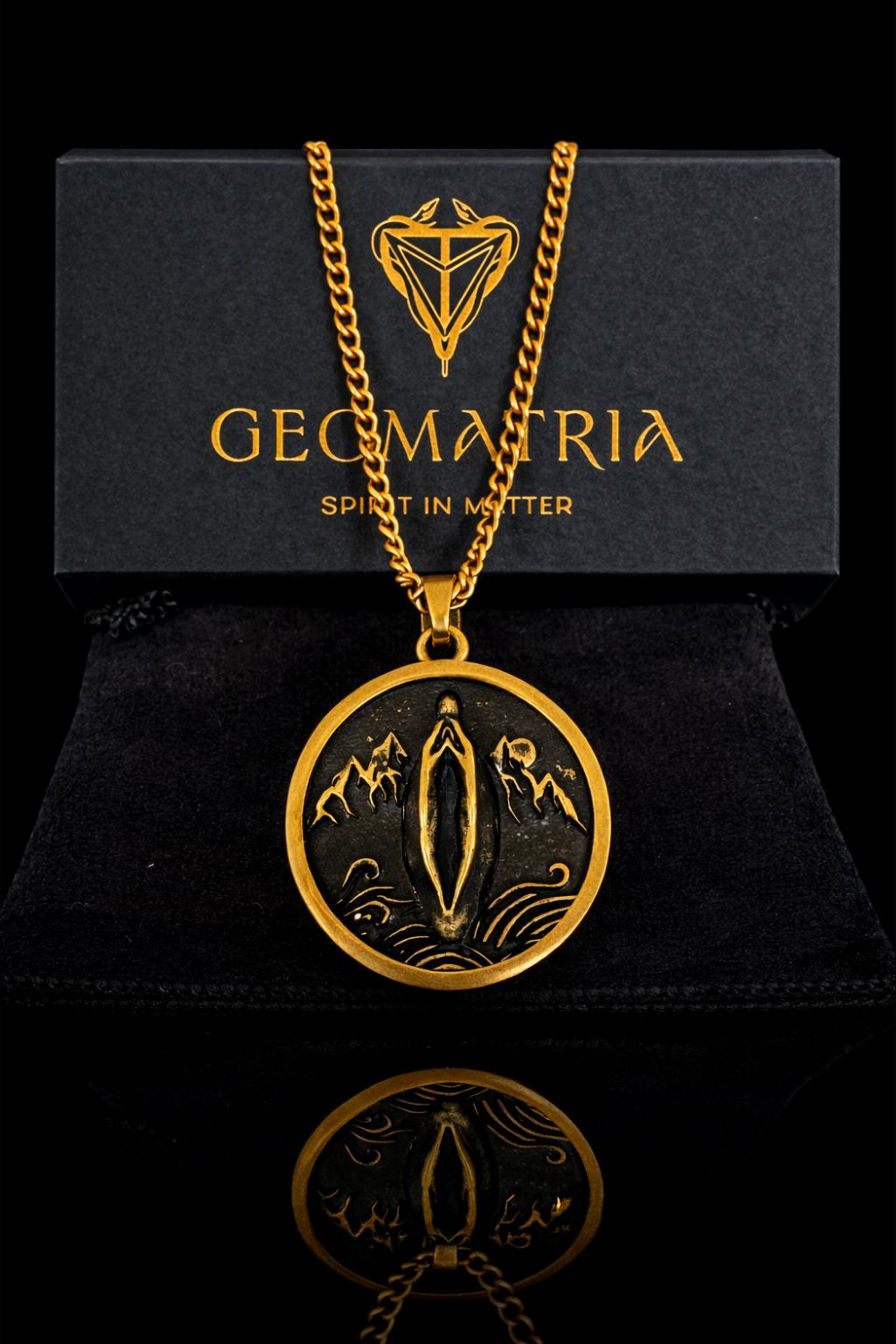 Yoni Pendant Necklace | Handmade Symbol of Feminine Energy | Gaia Mother Earth Jewelry | 925 Sterling Silver, Copper, 24K Gold Plated