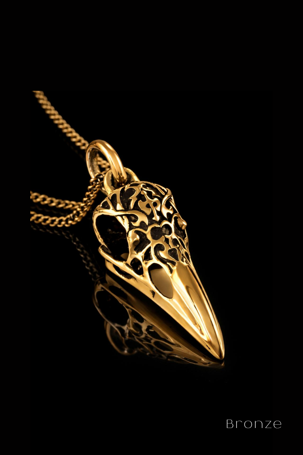 Raven Skull Necklace – Bronze & Silver-Plated Finish | Limited Edition