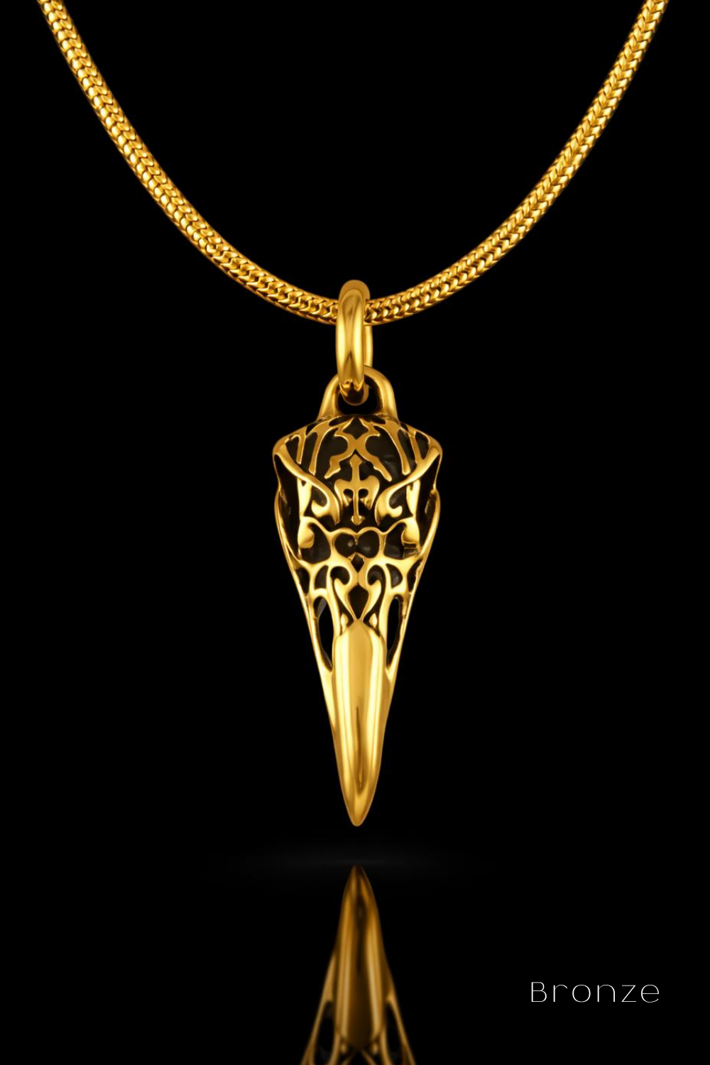 Raven Skull Necklace – Bronze & Silver-Plated Finish | Limited Edition