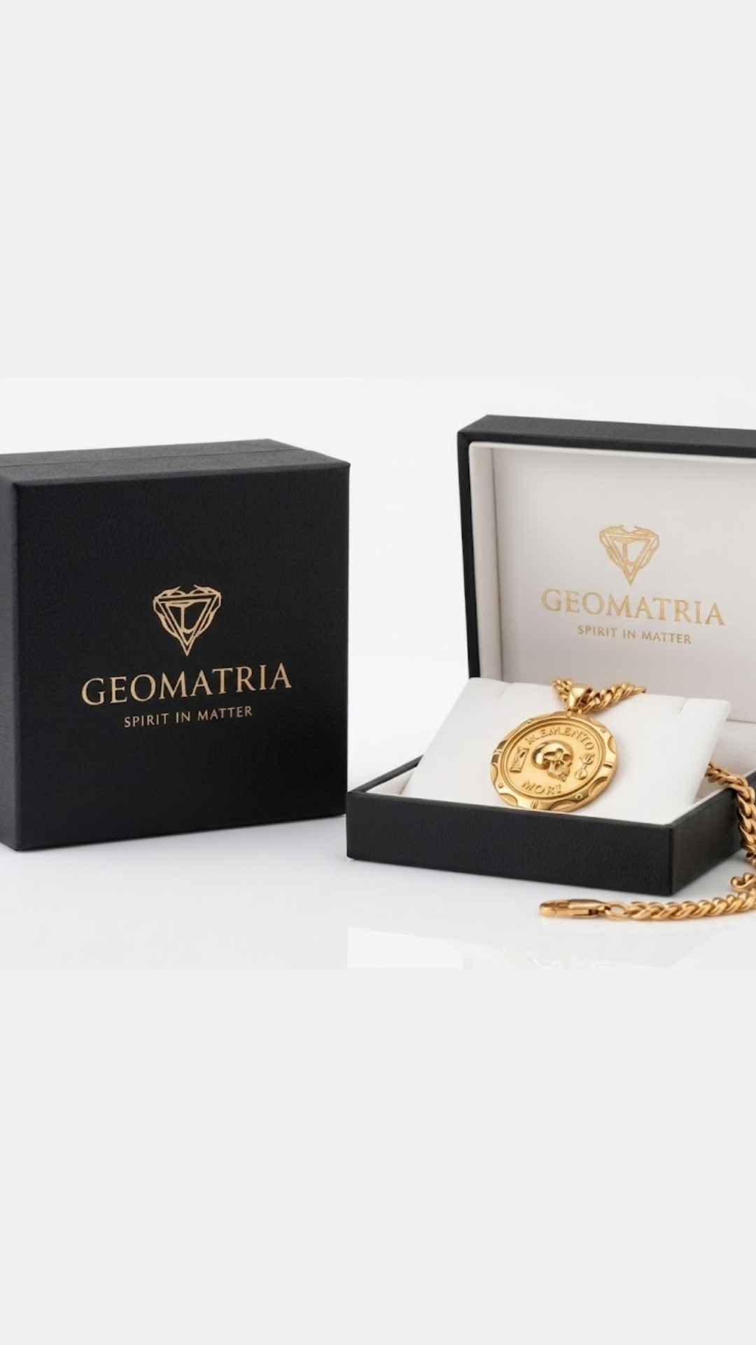 Memento Mori Necklace - Dual Metal Pendant | Handmade in 18k Gold | Symbol of Life, Death & Awareness