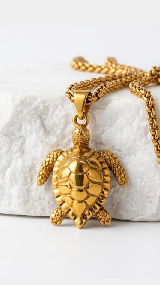 Turtle Necklace | Handmade in 18K Gold | Symbol of Wisdom, Longevity & Protection