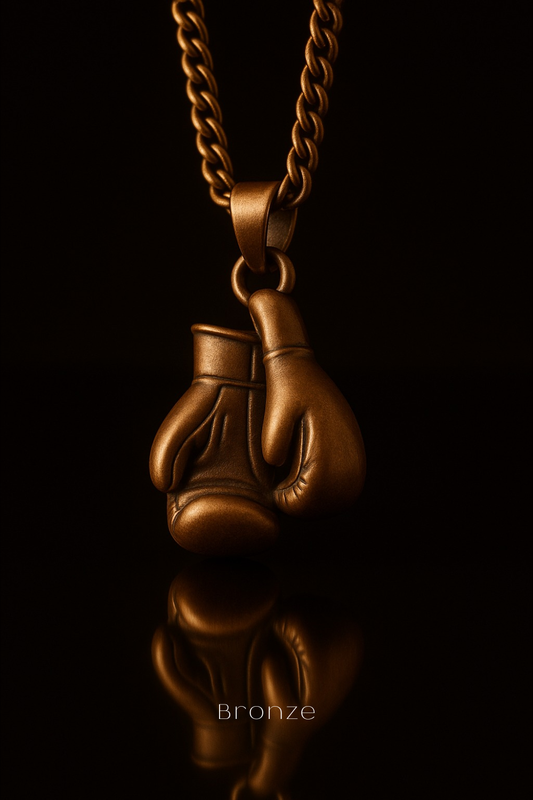 Rocky Movie Boxing Gloves Necklace | Symbol of Strength, Perseverance & Victory | 925 Sterling Silver, 24K Gold Plated, Bronze