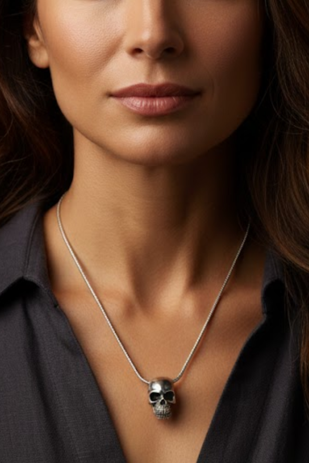 Human Skull Necklace – Bronze & Silver-Plated Finish | Limited Edition