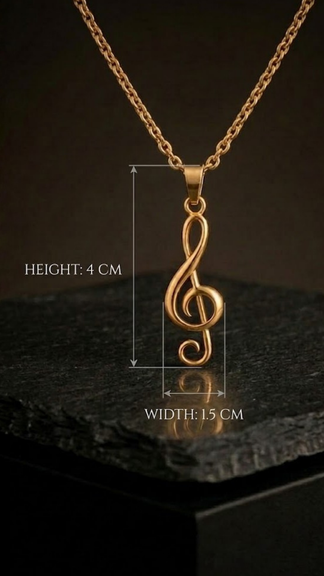Treble Clef Necklace in 18k Gold | Handmade Musical Pendant, Unique Jewelry Gift for Music Lovers