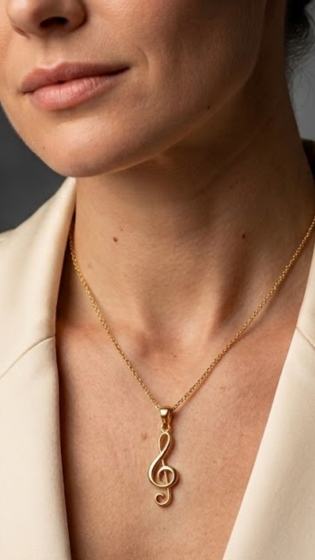 Treble Clef Necklace in 18k Gold | Handmade Musical Pendant, Unique Jewelry Gift for Music Lovers