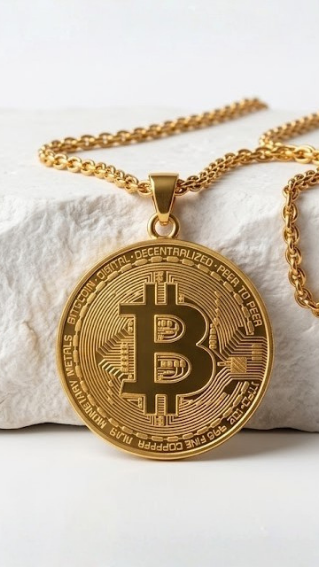 Bitcoin Necklace |  Handmade in 18K Gold | Crypto Jewelry for Blockchain Lovers