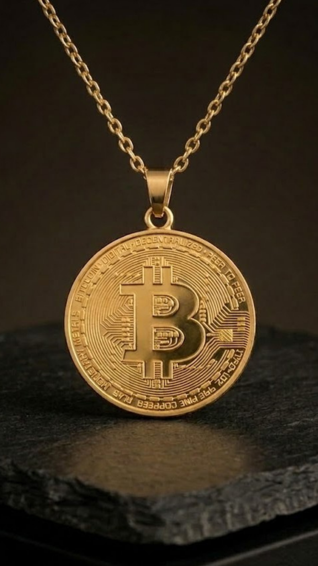 Bitcoin Necklace |  Handmade in 18K Gold | Crypto Jewelry for Blockchain Lovers