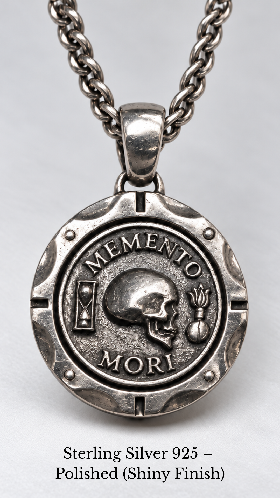 Collar Memento Mori - Colgante de metal dual | Símbolo de vida, muerte y conciencia | Hecho a mano en plata de ley 925 y bronce