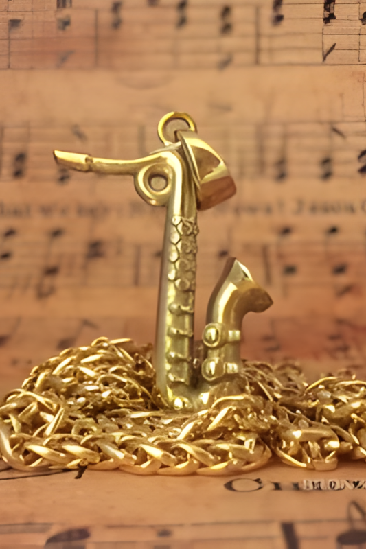 Handcrafted Saxophone Pendant Necklace | Handmade Music Lover Jewelry | Symbol of Jazz & Passion | Sterling Silver, Bronze, 24K Gold Plated