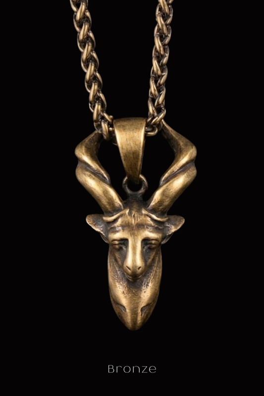 Collar del zodiaco Capricornio: colgante astrológico hecho a mano en bronce, cobre y plata antigua.