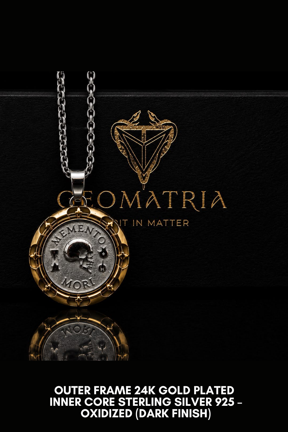 Memento Mori Set | Dual Metal Pendant & Ring | Handmade in 925 Sterling Silver & Bronze