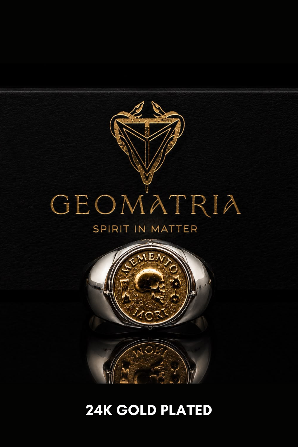 Memento Mori Set | Dual Metal Pendant & Ring | Handmade in 925 Sterling Silver & Bronze