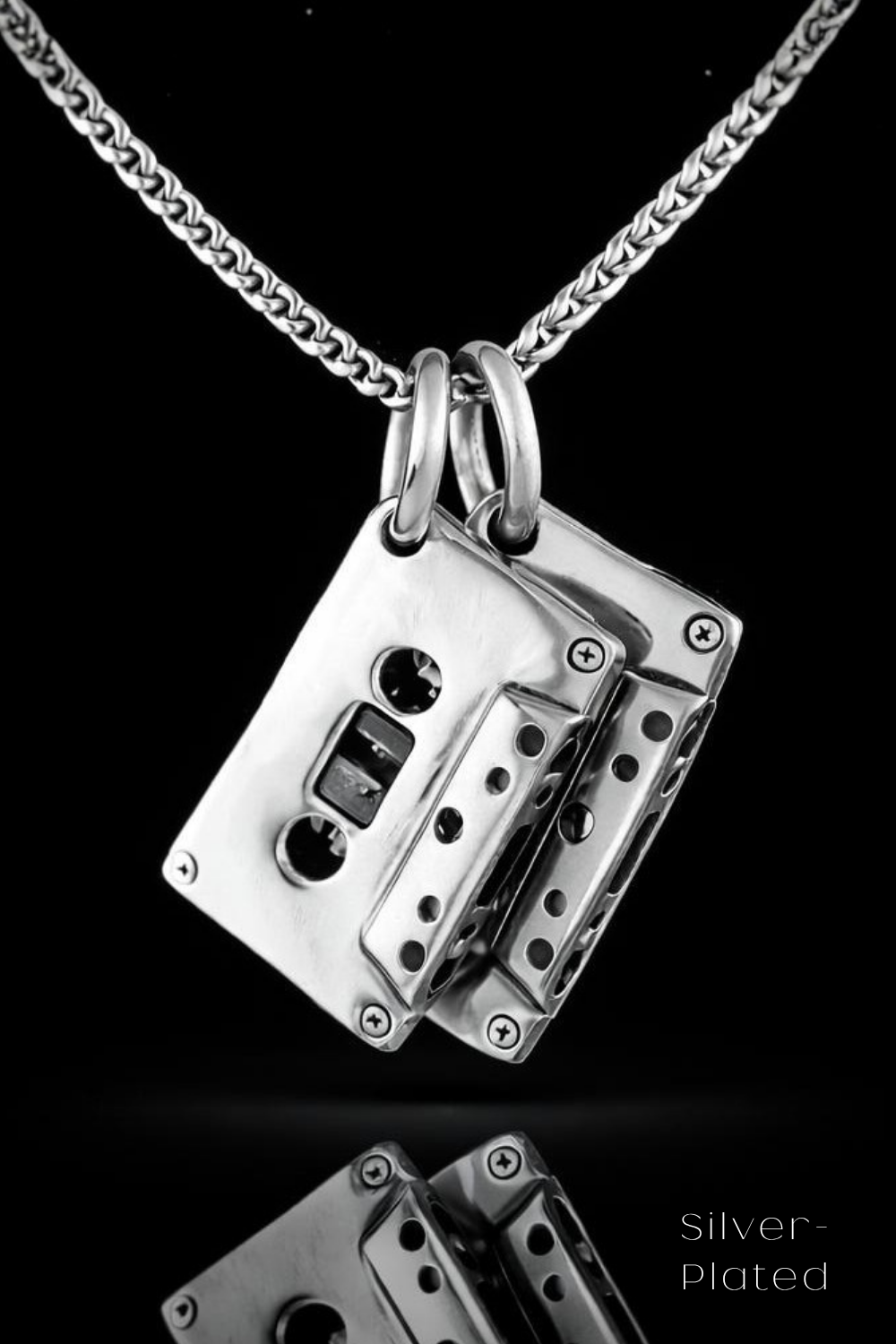 Cassette Tape Necklace – Bronze & Silver-Plated Finish | Limited Edition