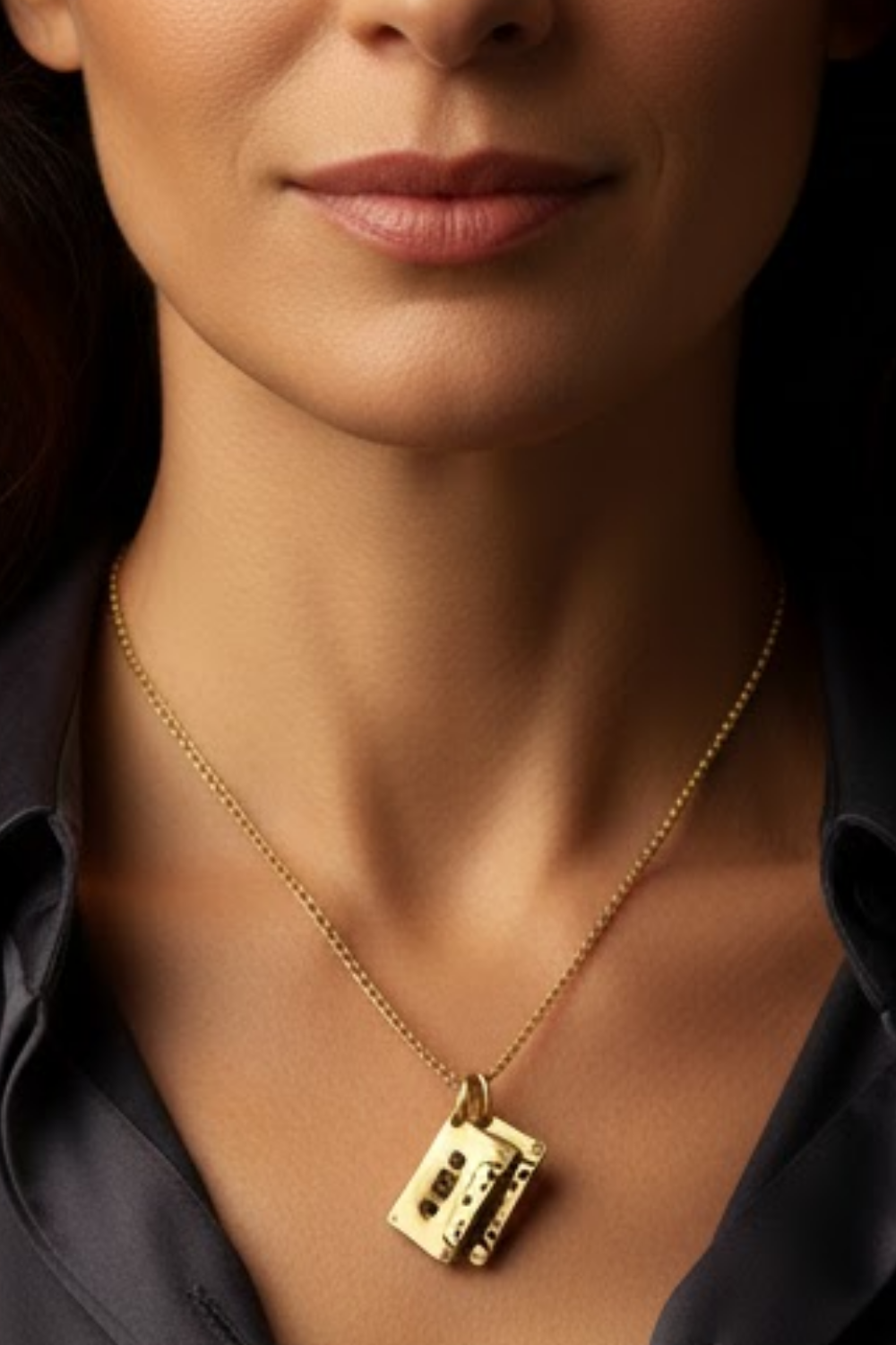 Cassette Tape Necklace – Bronze & Silver-Plated Finish | Limited Edition