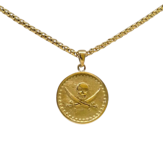 Pirate necklace, Customizable Jewerly, Bronze, Sterling Silver, 24k Gold Plated, Pirate skull necklace