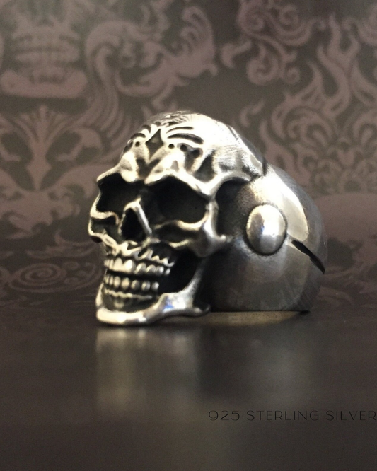 Anillo de calavera, anillo personalizable, bronce, plata esterlina, 24 km chapado en oro, anillo de halloween, anillo de día de muertos