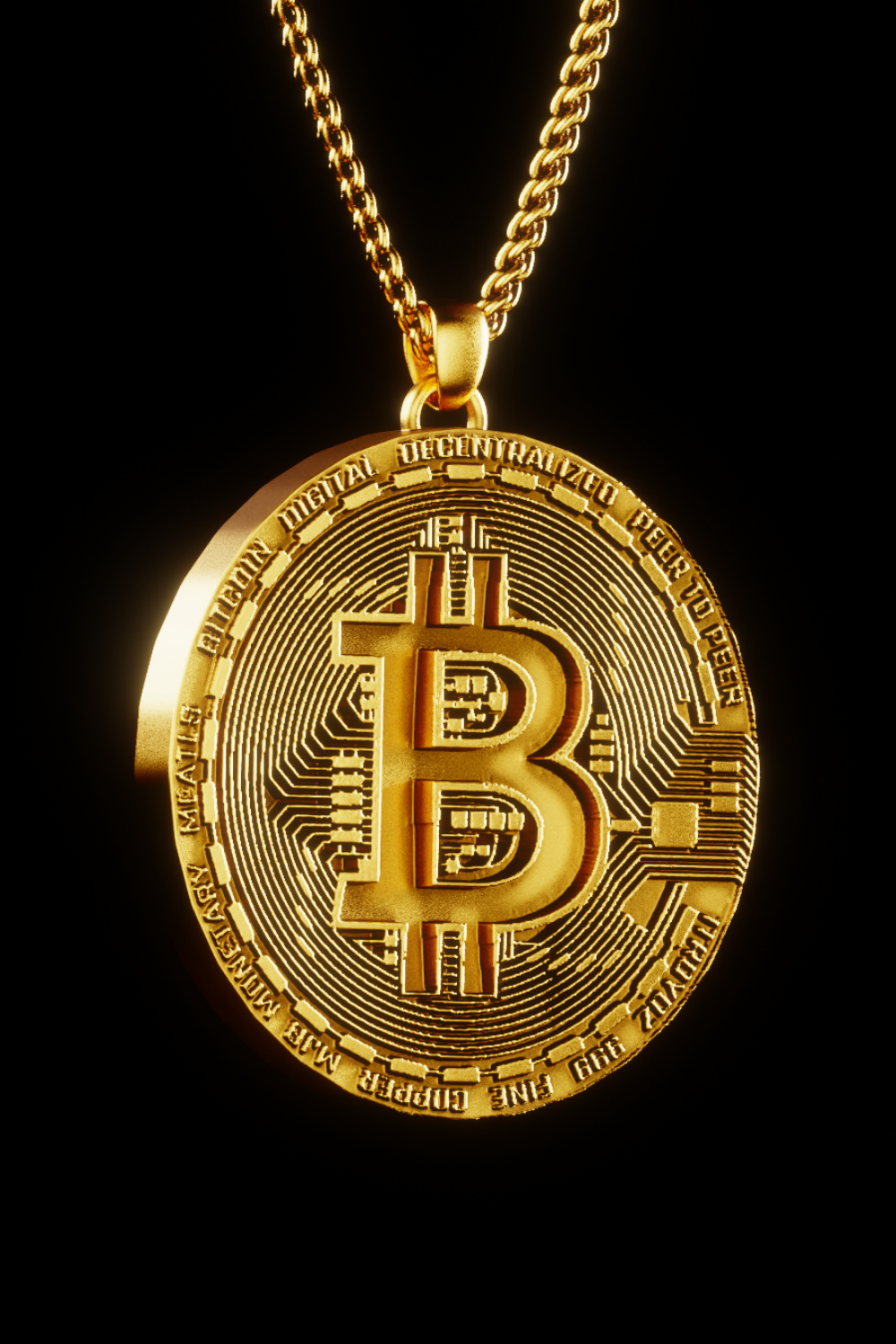 Bitcoin Necklace – Handmade Symbol of Digital Freedom | Crypto Jewelry for Blockchain Lovers, 18K Gold