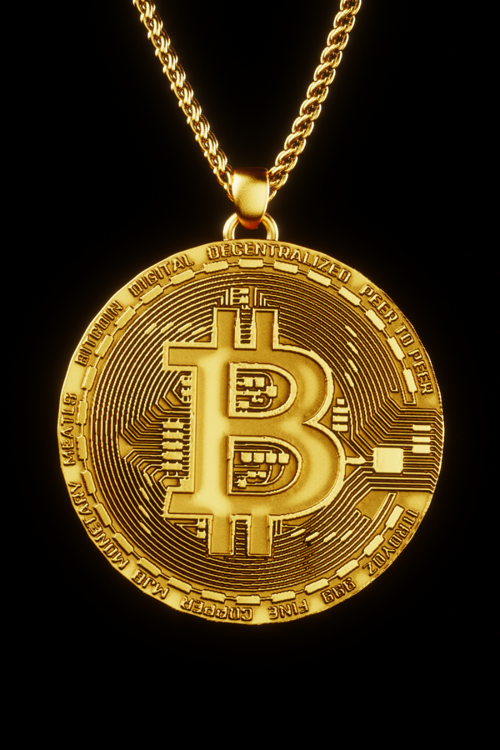 Bitcoin Necklace – Handmade Symbol of Digital Freedom | Crypto Jewelry for Blockchain Lovers, 18K Gold