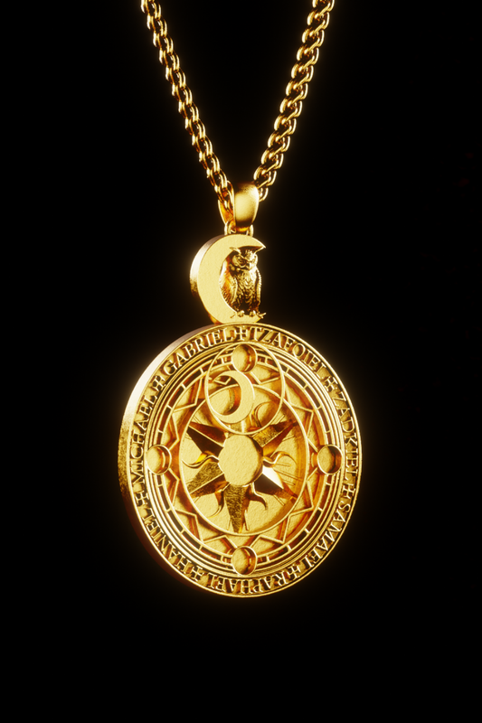 Tetragrammaton Necklace – Sacred Protection Pendant with Ancient Divine Symbols | Handmade in 18K Gold