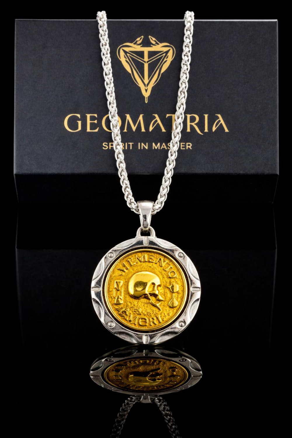 Memento Mori Necklace - Dual Metal Pendant | Symbol of Life, Death & Awareness | Handmade in 925 Sterling Silver & Bronze