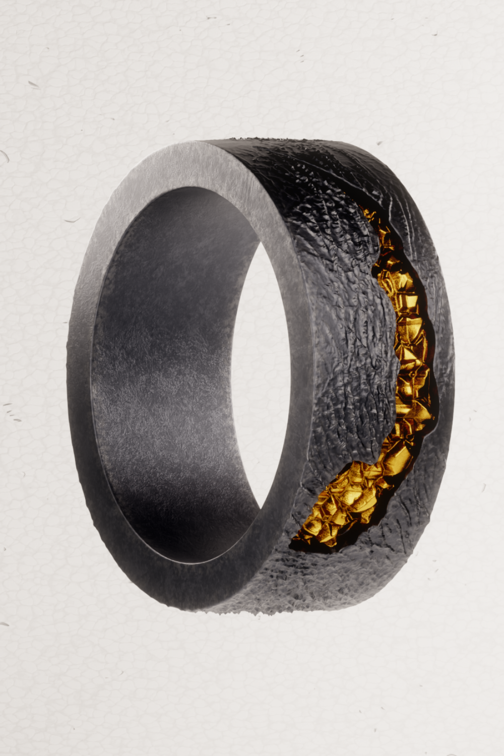 Anillo de volcán hecho a mano en plata de ley y oro de 18 quilates | Joyería única inspirada en la lava, anillo artesanal con personalidad, regalo unisex