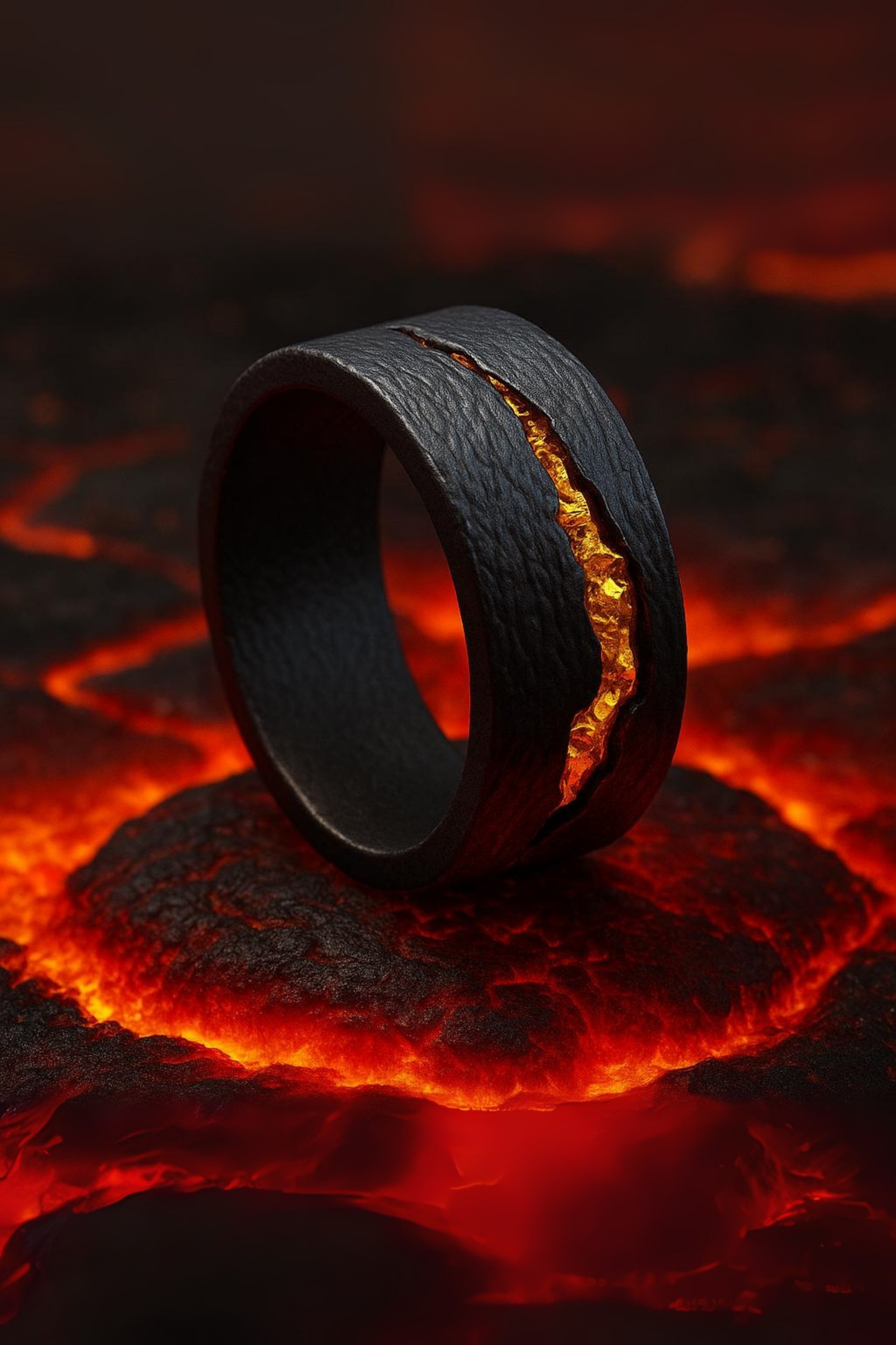 Anillo de volcán hecho a mano en plata de ley y oro de 18 quilates | Joyería única inspirada en la lava, anillo artesanal con personalidad, regalo unisex