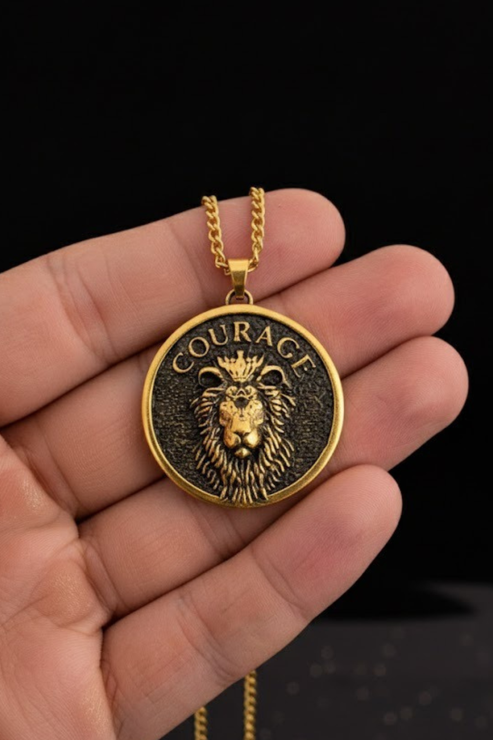 Lion Head Courage Necklace | Symbol of Bravery and Leadership | Handmade in 925 Sterling Silver, 24k Gold Plated, Copper, Bronze