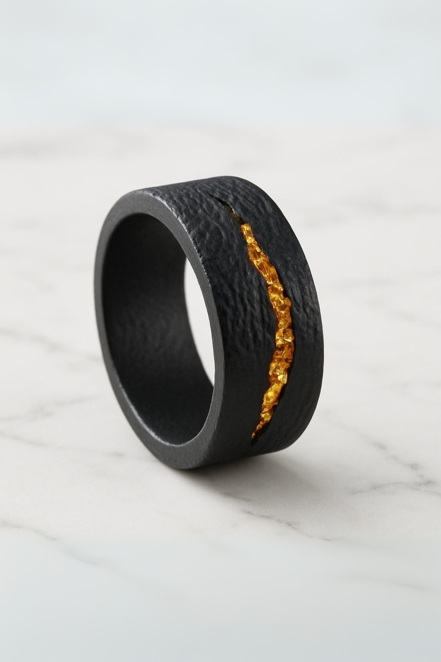 Anillo de volcán hecho a mano en plata de ley y oro de 18 quilates | Joyería única inspirada en la lava, anillo artesanal con personalidad, regalo unisex