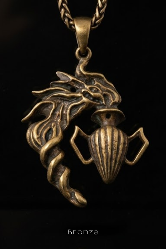 Collar del zodiaco Acuario – Colgante hecho a mano en bronce, cobre y baño de oro de 24 quilates | Joyería astrológica para visionarios