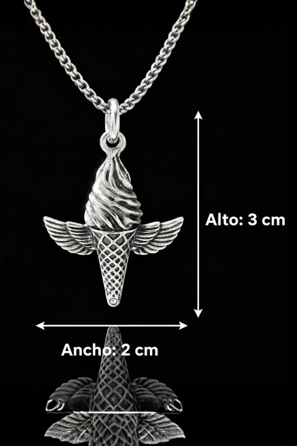 Winged Ice Cream Necklace – Bronze & Silver-Plated Finish | Limited Edition