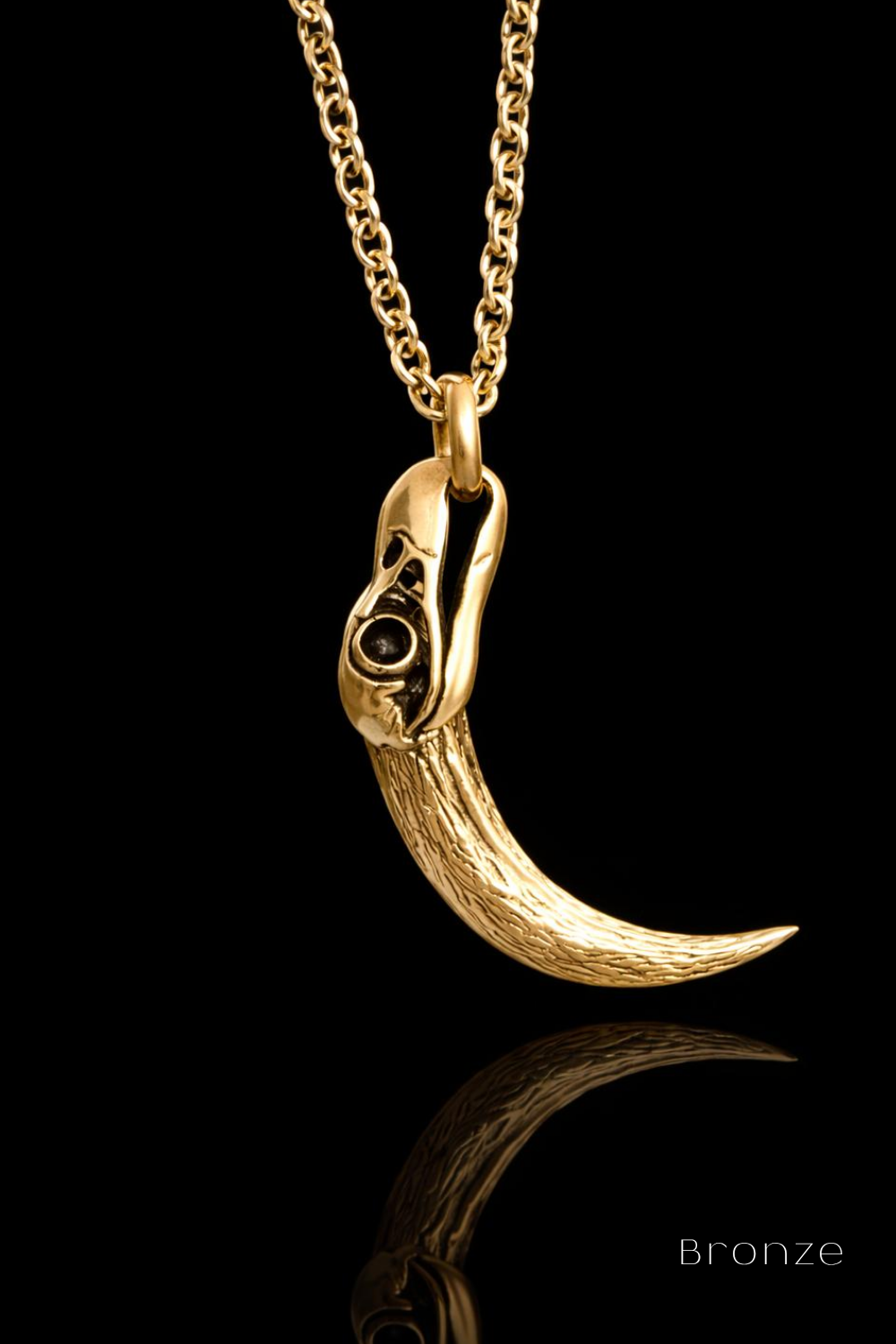 Collar Cabeza de Cuervo | Símbolo de Sabiduría, Transformación y Misterio | Hecho a mano en Plata 925, Baño de Oro 24K, Bronce
