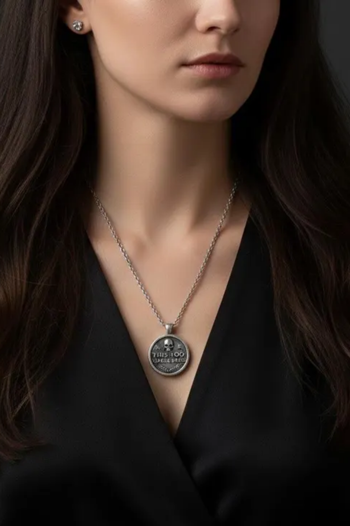 Collar This Too Shall Pass Pequeño (1.8 cm) | Símbolo de Resiliencia y Fortaleza | Plata 925, Baño Oro 24K, Bronce, Cobre 