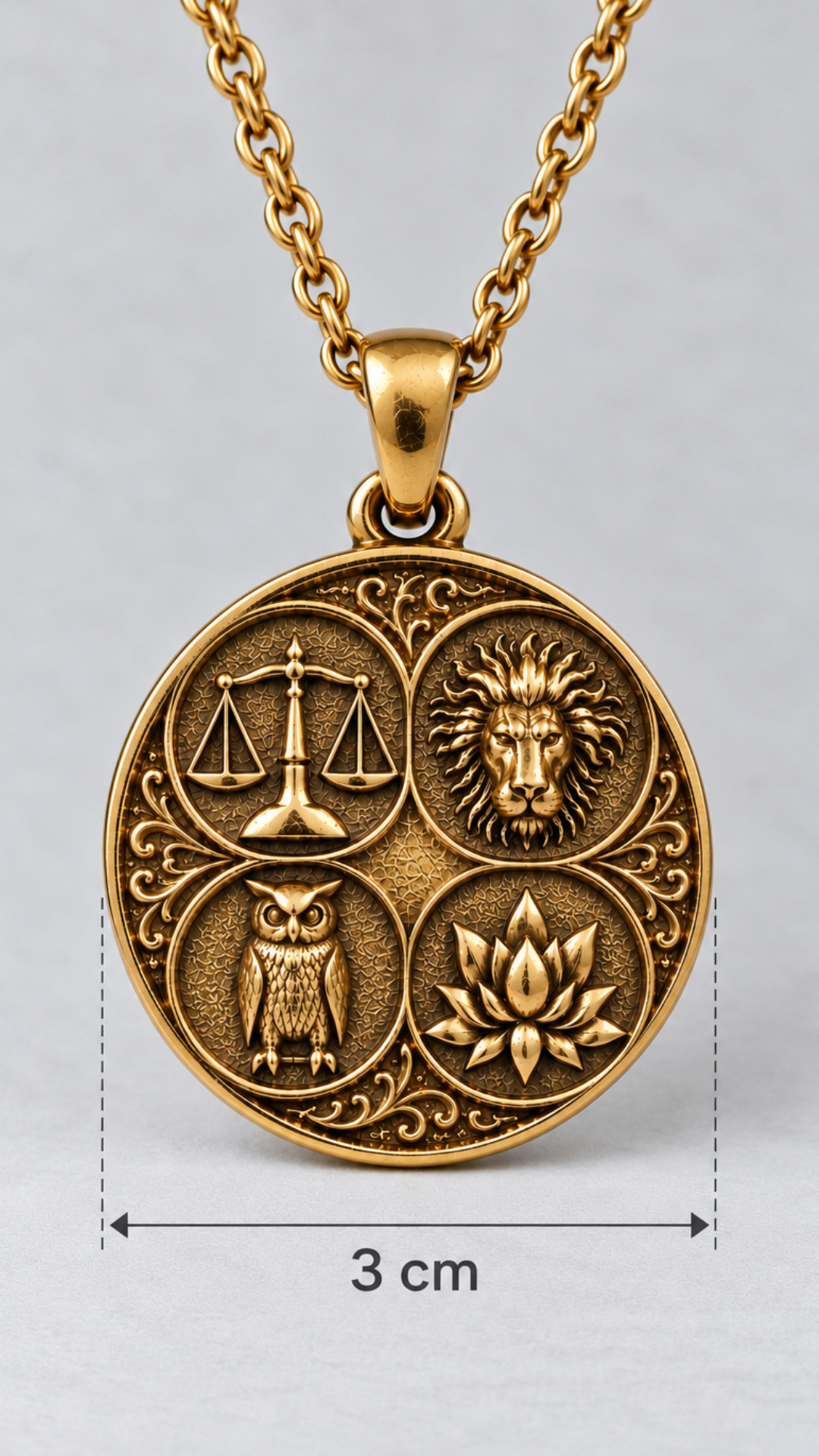 Stoic Virtues Pendant Necklace | Ancient Philosophy Symbol Pendant | Handmade in 925 Sterling Silver, 24k Gold Plated, Copper, Bronze