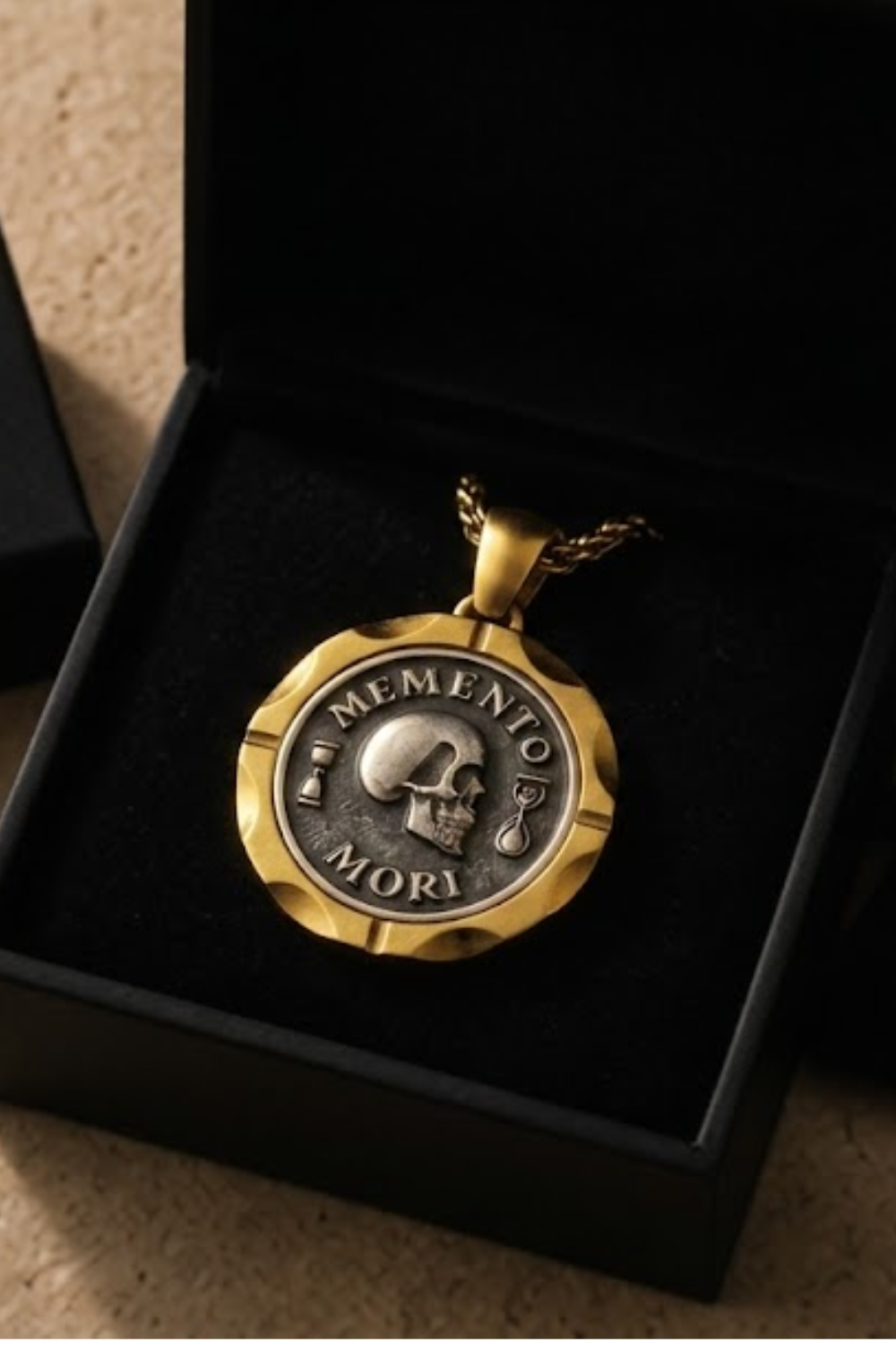 Memento Mori Set | Dual Metal Pendant & Ring | Handmade in 925 Sterling Silver & Bronze