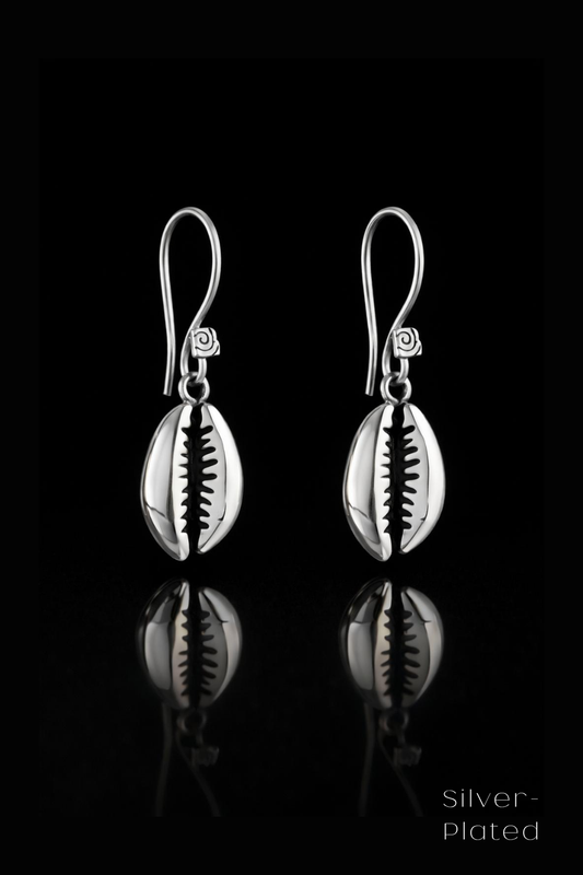 Cowrie Shell Earrings – Bronze & Silver-Plated Finish | Limited Edition