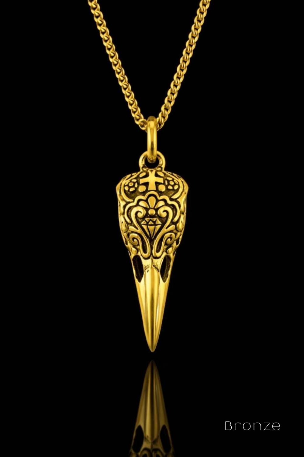Collar Cabeza de Cuervo | Símbolo de Sabiduría, Transformación y Misterio | Hecho a mano en Plata 925, Baño de Oro 24K, Bronce