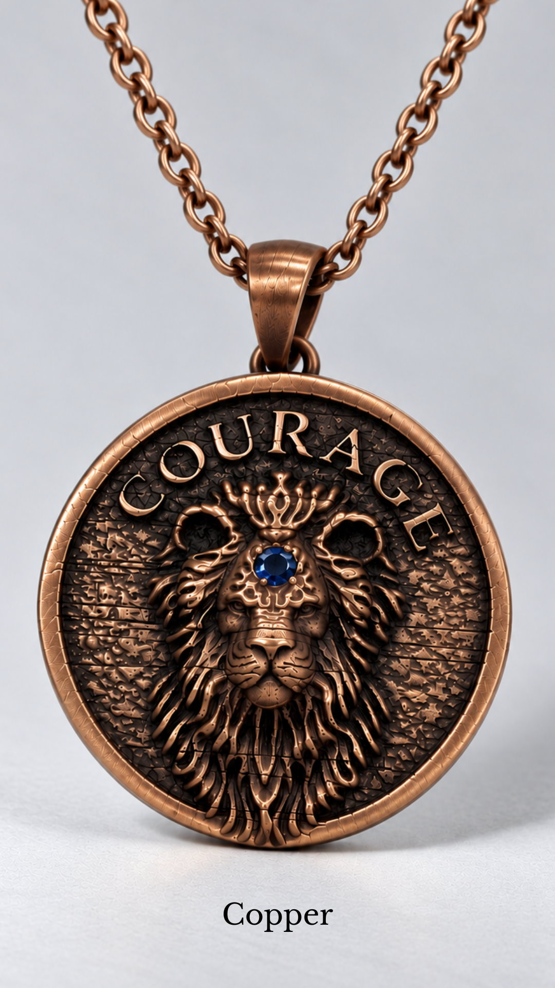 Collar León Coraje | Símbolo de Valentía y Liderazgo | Hecho a Mano en Plata de Ley 925, Chapado en Oro de 24k, Cobre, Bronce