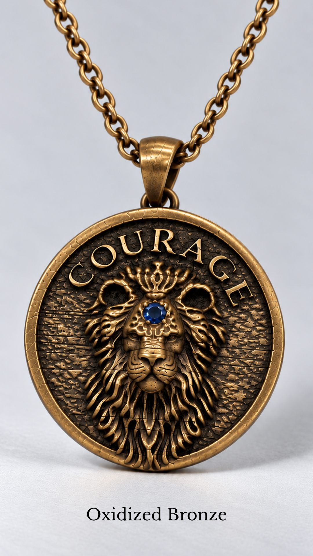 Collar León Coraje | Símbolo de Valentía y Liderazgo | Hecho a Mano en Plata de Ley 925, Chapado en Oro de 24k, Cobre, Bronce