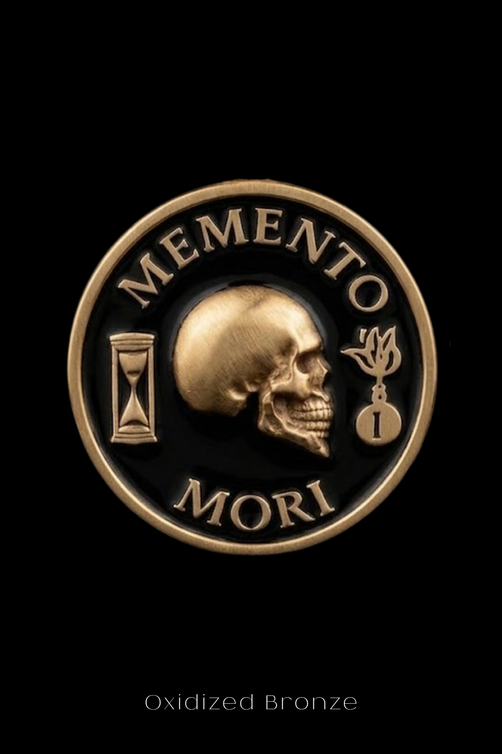 Memento Mori Coin | Symbol of Mortality, Wisdom & Presence | Handmade in 925 Sterling Silver, 24K Gold Plated, Bronze, Copper