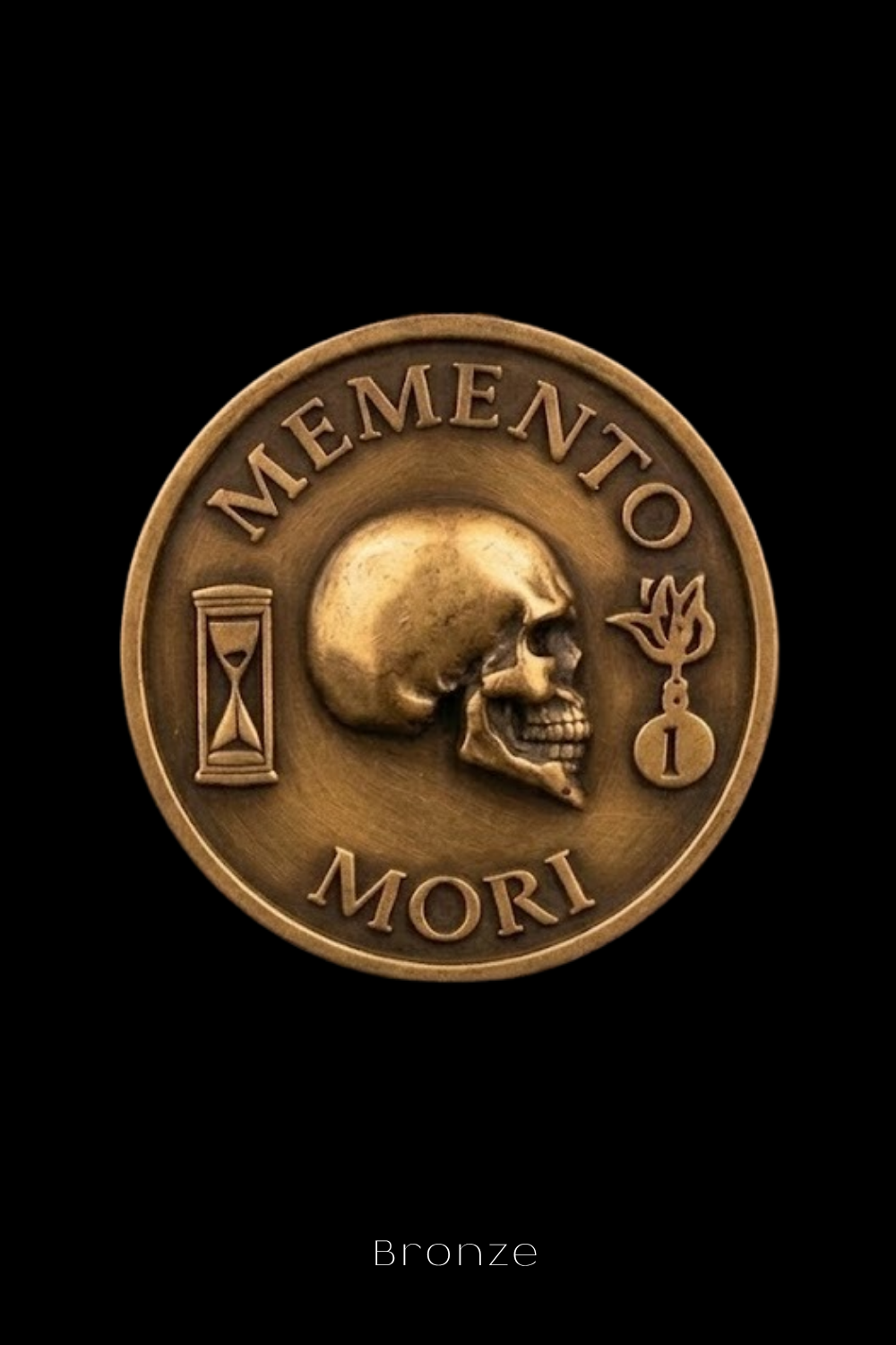 Memento Mori Coin | Symbol of Mortality, Wisdom & Presence | Handmade in 925 Sterling Silver, 24K Gold Plated, Bronze, Copper