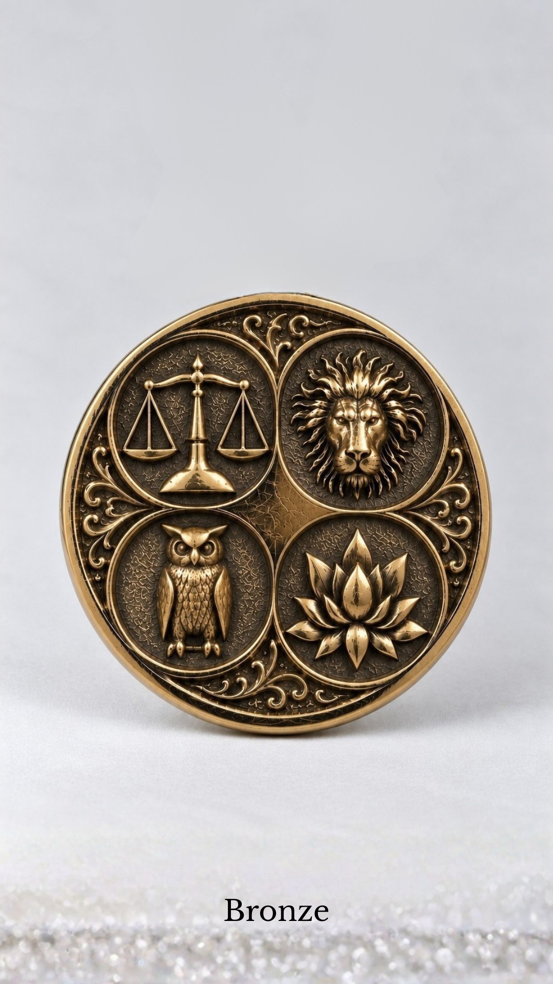 Stoic Virtues Coin | Handmade in 925 Sterling Silver, 24K Gold Plated, Bronze, Copper