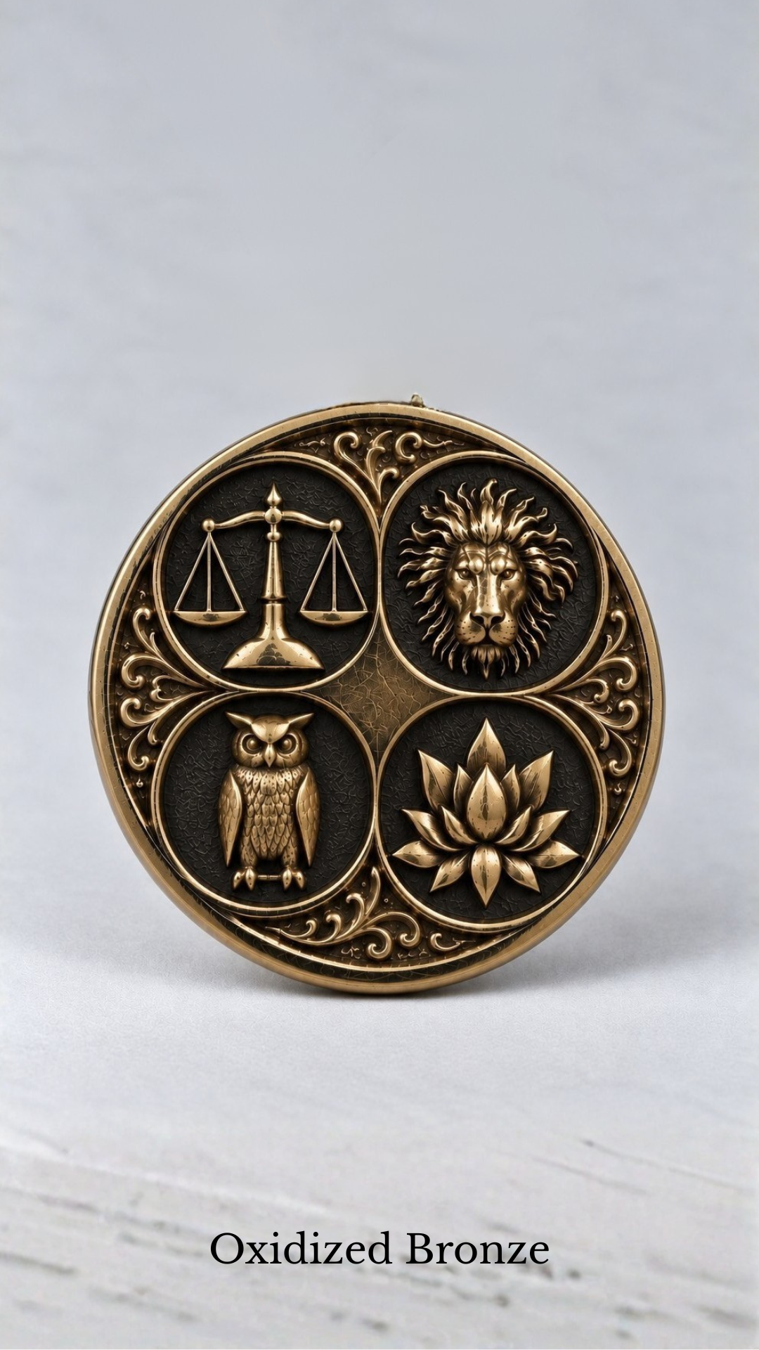 Stoic Virtues Coin | Handmade in 925 Sterling Silver, 24K Gold Plated, Bronze, Copper