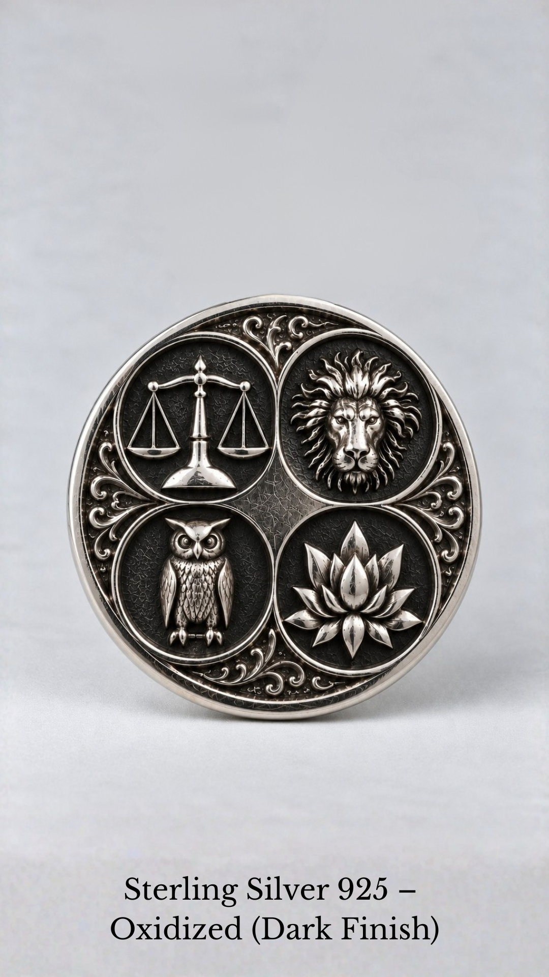 Stoic Virtues Coin | Handmade in 925 Sterling Silver, 24K Gold Plated, Bronze, Copper