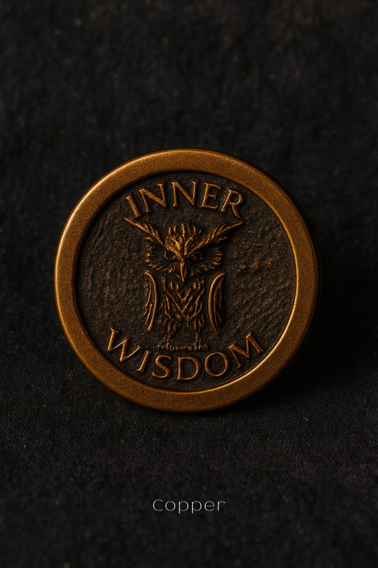 Owl Inner Wisdom Coin | Symbol of Intuition, Knowledge & Insight || Handmade in 925 Sterling Silver, 24K Gold Plated, Bronze, Copper