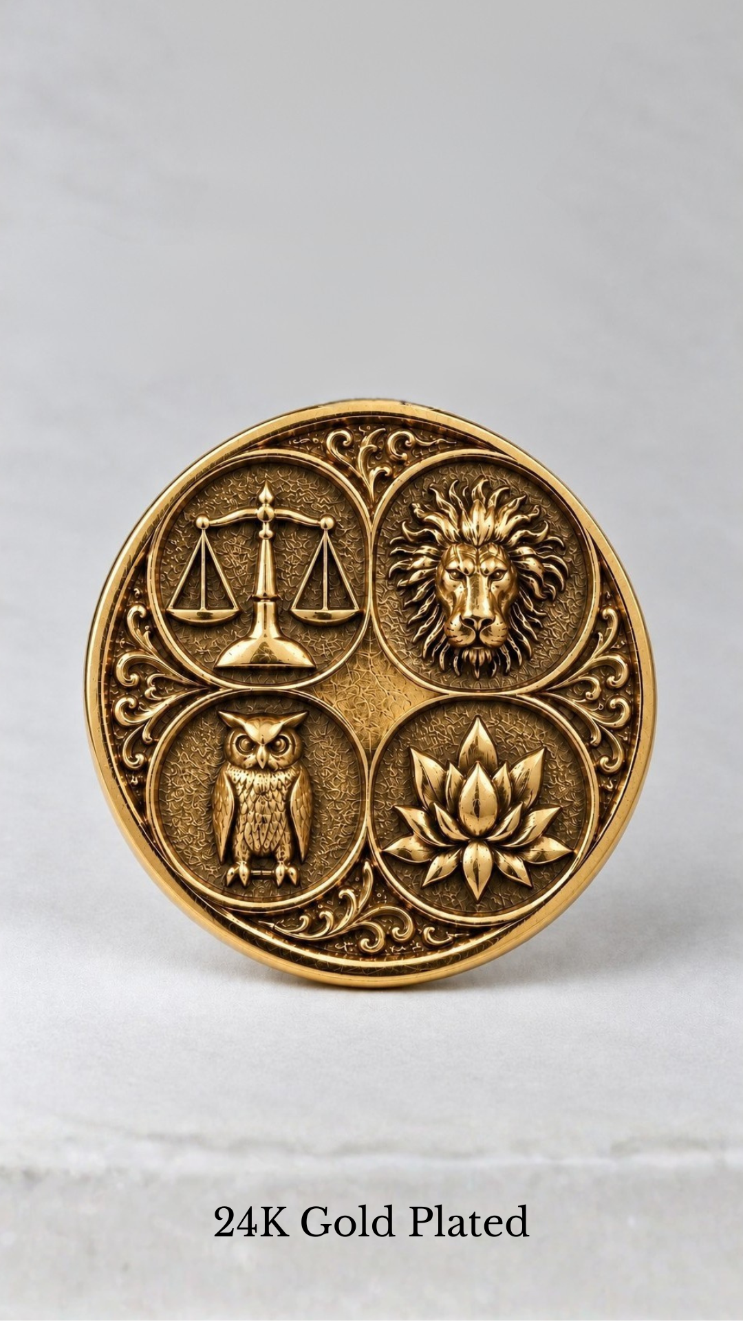 Stoic Virtues Coin | Handmade in 925 Sterling Silver, 24K Gold Plated, Bronze, Copper