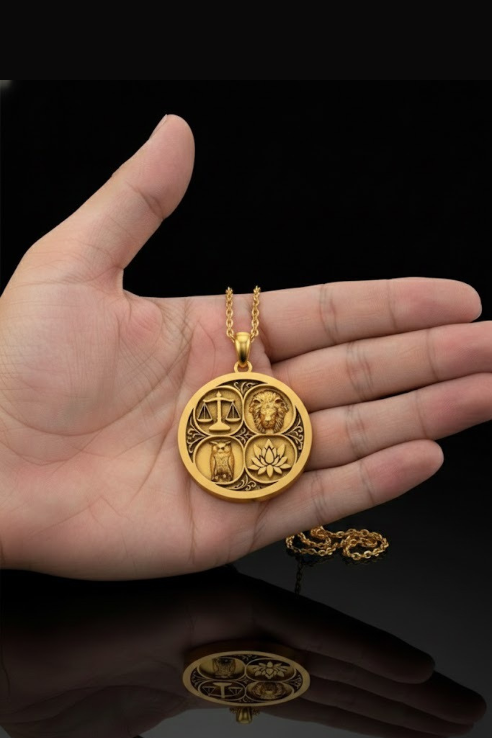 Stoic Virtues Pendant Necklace | Ancient Philosophy Symbol Pendant | Handmade in 925 Sterling Silver, 24k Gold Plated, Copper, Bronze
