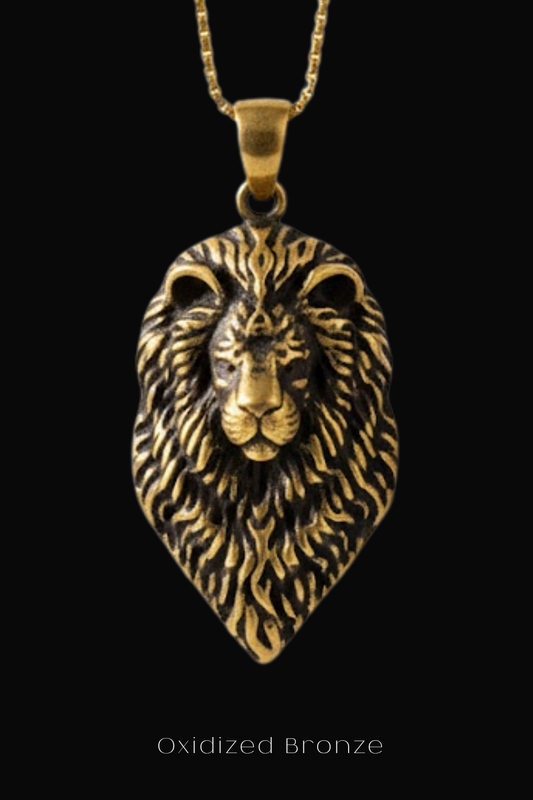 Collar de Leo Pequeño | Símbolo de Liderazgo Valiente | Hecho a mano en Plata 925, Baño de Oro de 24K, Cobre