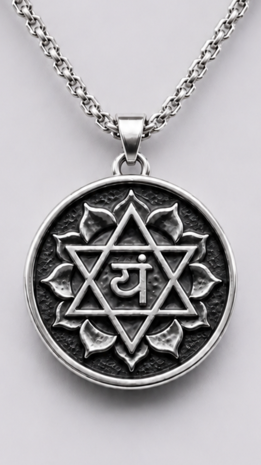 Anahata Necklace | Sacred Heart Chakra Pendant | Handmade in 925 Sterling Silver, 24K Gold Plated, Bronze
